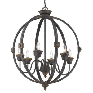 Jules 6-Light Chandelier in Antique Black Iron