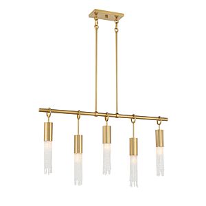 Chelsea Five Light Linear Chandelier in Warm Brass by Savoy House