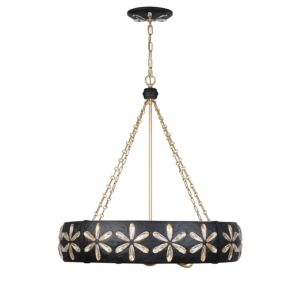 Venice Six Light Chandelier in Metropolis Black and Gold by Savoy House