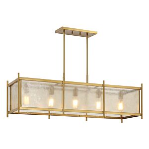 Jacobs Five Light Linear Chandelier in Warm Brass by Savoy House