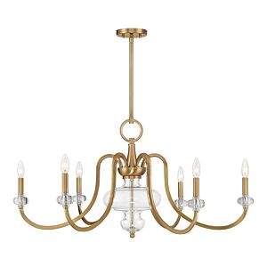 Bergdorf Six Light Chandelier in Warm Brass by Savoy House