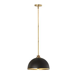 Z-Lite Landry 1-Light Pendant Light In Matte Black With Rubbed Brass