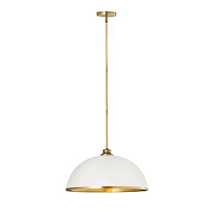 Z-Lite Landry 1-Light Pendant Light In Matte White With Rubbed Brass