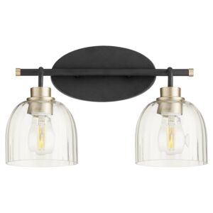 Espy Two Light Vanity in Textured Black  Aged Brass by Quorum International