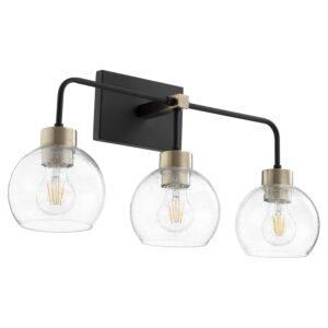 Lacy 3-Light Bathroom Vanity Light in Textured Black w with Aged Brass