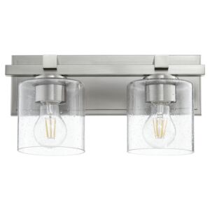 5669 Cylinder Lighting Series 2-Light Wall Mount in Satin Nickel w with Clear/Seeded