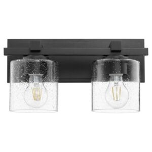 5669 Cylinder Lighting Series 2-Light Wall Mount in Textured Black w with Clear/Seeded