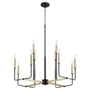 Lacy 12-Light Chandelier in Textured Black w with Aged Brass