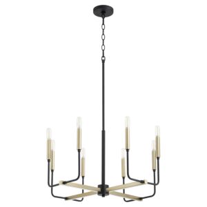 Lacy 8-Light Chandelier in Textured Black w with Aged Brass