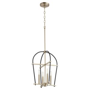 Espy 4-Light Entry Pendant in Textured Black w with Aged Brass