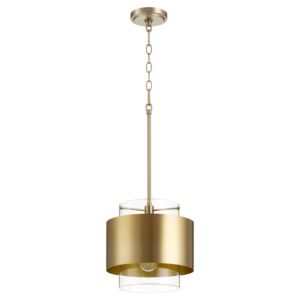 Glass Cylinder Drum Pendants One Light Pendant in Aged Brass by Quorum International