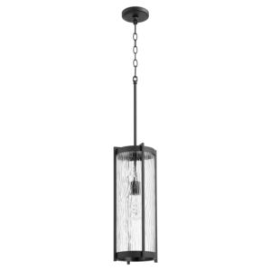 Chisseled Pendants 1-Light Pendant in Textured Black w with Clear Chisseled Glass