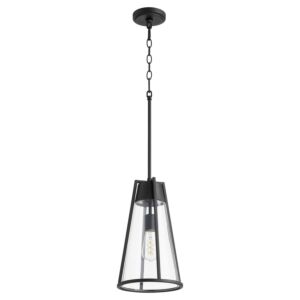 Pylon Pendants 1-Light Pendant in Textured Black w with Clear