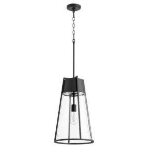 Pylon Pendants 1-Light Pendant in Textured Black w with Clear