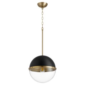 Sphere Pendants 1-Light Pendant in Textured Black w with Aged Brass