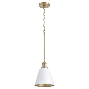 877 Cone Pendants One Light Pendant in Studio White  Aged Brass by Quorum International