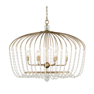 Voliere Six Light Pendant in Havana Gold by Varaluz