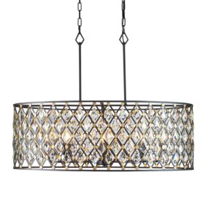 Windsor Eight Light Pendant in CarbonHavana Gold by Varaluz