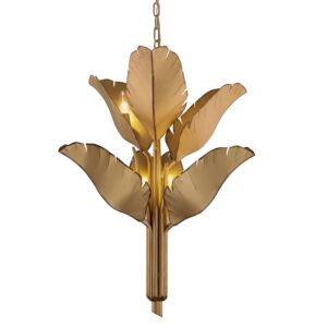 Banana Leaf Six Light Chandelier in Gold by Varaluz