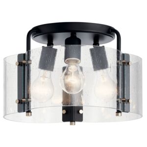 Thoreau Three Light Semi Flush Mount in Black by Kichler