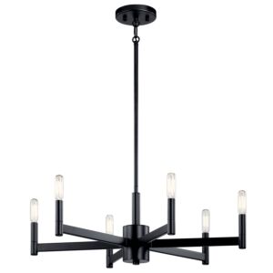 Erzo Six Light Chandelier in Black by Kichler