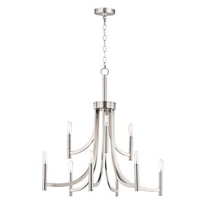 Lyndon Nine Light Chandelier in Satin Nickel by Maxim