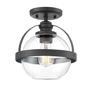 Pendleton One Light SemiFlush Mount in Matte Black by Savoy House