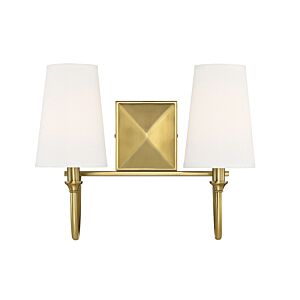 Cameron 2-Light Bathroom Vanity Light Bar in Warm Brass