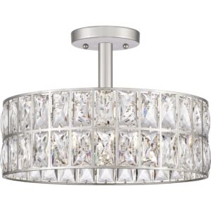 Coffman Three Light Semi Flush Mount in Polished Nickel by Quoizel