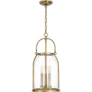 Colonel Three Light Pendant in Weathered Brass by Quoizel