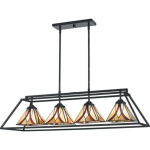 Asheville Four Light Island Chandelier in Valiant Bronze by Quoizel