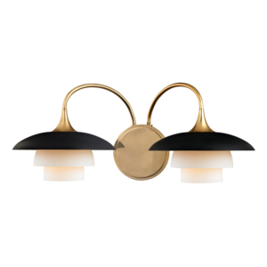 Barron Two Light Wall Sconce in Aged Brass by Hudson Valley