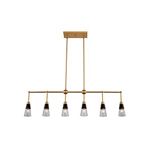 Ponti Six Light Island Pendant in Matte Black New Brass by Kalco