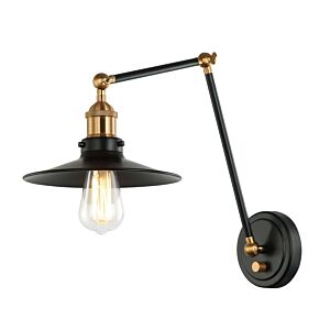 Brixson 1-Light Wall Sconce in Aged Gold Brass & Black