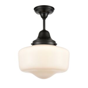 Schoolhouse 1-Light Semi-Flush Mount in Ebony