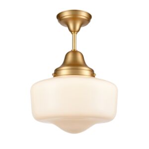 Schoolhouse 1-Light Semi-Flush Mount in Venetian Brass