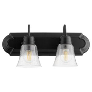 5094 Vanities 2-Light Bathroom Vanity Light in Textured Black w with Clear/Seeded