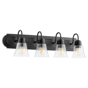 5094 Vanities 4-Light Bathroom Vanity Light in Textured Black w with Clear/Seeded