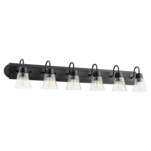 5094 Vanities 6-Light Bathroom Vanity Light in Textured Black w with Clear/Seeded