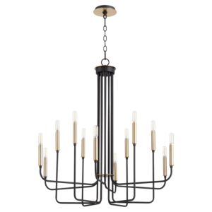 Hope 12-Light Chandelier in Textured Black w with Aged Brass