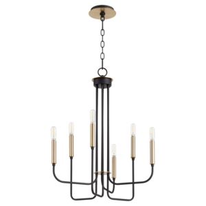 Hope Six Light Chandelier in Textured Black  Aged Brass by Quorum International