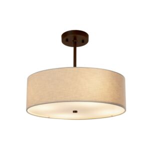 Textile 3-Light Drum Pendant in Bronze / Dark