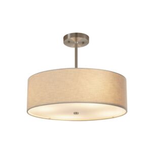 Textile 3-Light Drum Pendant in Pewter, Nickel, Silver