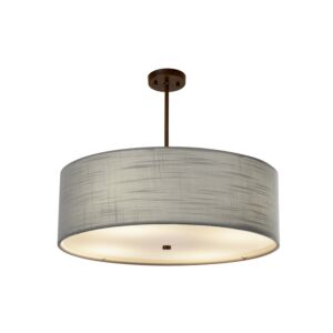 Textile 6-Light Drum Pendant in Bronze / Dark