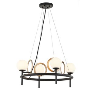 Fusion LED Chandelier in Matte Black  Brass Ring by Justice Designs