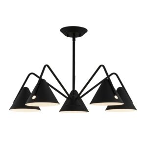 Zag LED Chandelier in Matte Black   Textured by Justice Designs