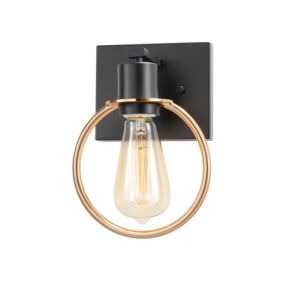 Volta  Wall Sconce in Matte Black  Brass Ring by Justice Designs