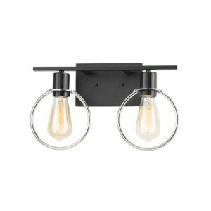 Volta  Bathroom Bathroom Vanity Light in Matte Black  Chrome Ring by Justice Designs