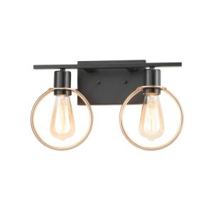 Volta  Bathroom Bathroom Vanity Light in Matte Black  Brass Ring by Justice Designs