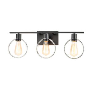 Volta  Bathroom Bathroom Vanity Light in Matte Black  Chrome Ring by Justice Designs